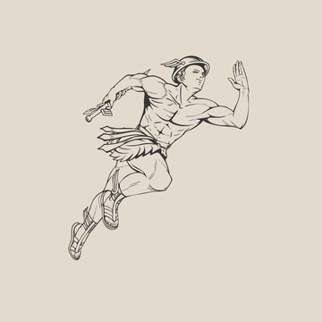 Hermes line art vector illustration suitable for color book, tshirt print, poster, printed items merchandises or any other purpose.