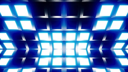 Glowing Blue and Purple grid pattern lights inside cube