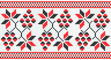   Vintage traditional abstract ornament pattern design, Traditional Ukrainian red embroidery 