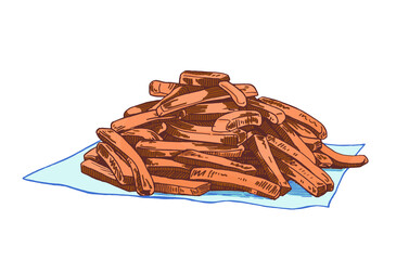 Graphical color French fries , vector illustration ,fast-food	
