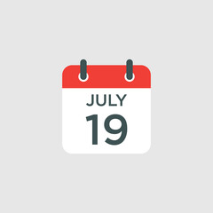 calendar - July 19 icon illustration isolated vector sign symbol