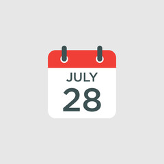 calendar - July 28 icon illustration isolated vector sign symbol