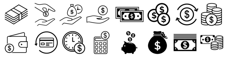 Money icon vector set. cash illustration sign collection. Bank symbol. payment logo.