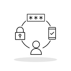 Two Factor Authentification icon in trendy flat style. Security symbol for your web site design, logo, app, UI Vector EPS 10.