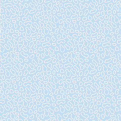 abstract seamless cute pattern. Tile background is blue with an original white pattern in the form of stylized matis ovals. Vector illustration, hand drawn