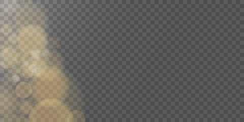 The sun particles and sparks with a highlight effect, color bokeh lights glitter and sequins. On a dark background transparent. Vector, EPS10