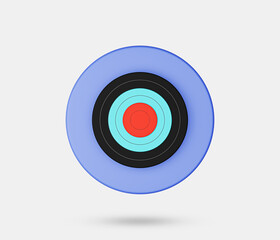 Dart board 3d icon. Dart board on center of target. Business target achievement concept. the success business target customer online marketing consultants. 3d rendered illustration.