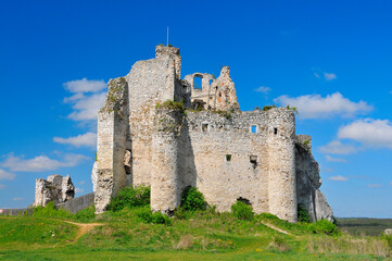 Fototapeta na wymiar Ruins of 14th century castle located in the Mirow village, Silesian Voivodeship, Poland.
