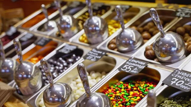 Seeds and nuts buffet at the store