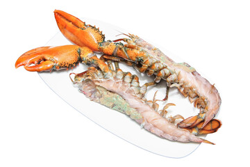 Hot Pot Ingredients: a plate of lobster with white background