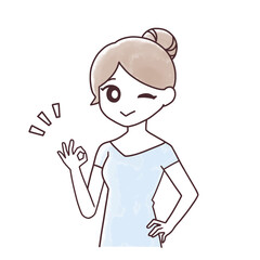 OKサインをする女性イラスト1