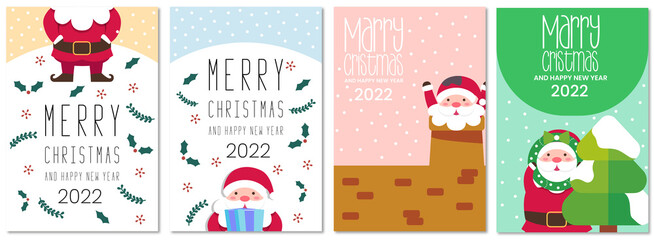Cute Christmas card set with hand drawn design Elements.