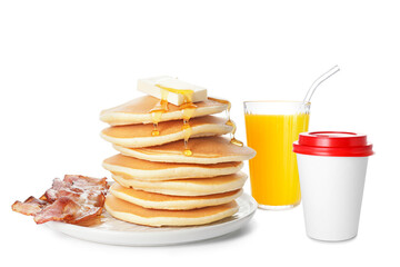 Takeaway paper cup on white background