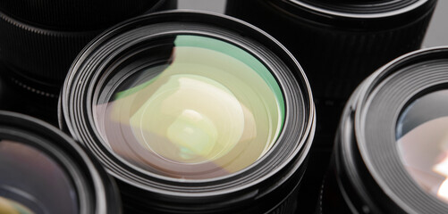 Different lenses for photo camera, closeup