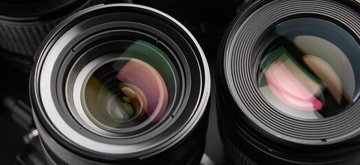 Different lenses for photo camera, closeup
