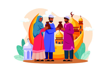 Eid Al-adha Illustration concept. Flat illustration isolated on white background