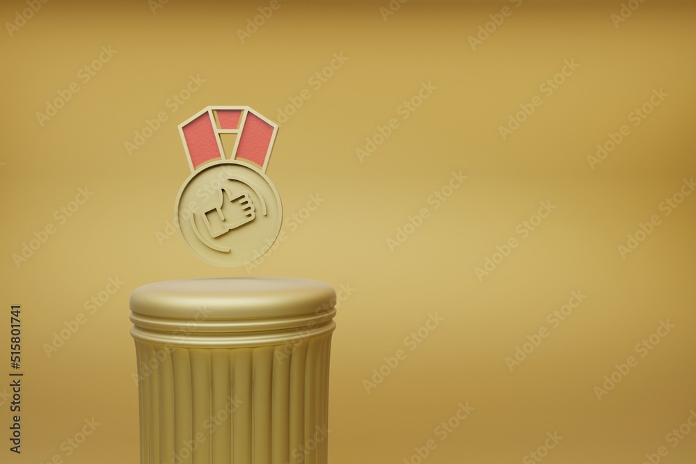 Aufkleber beautiful abstract illustrations golden medal thumbs up symbol icons on a golden column and wonderfu
