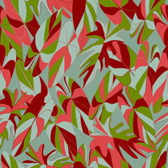 Philodendron leaves fashion seamless pattern