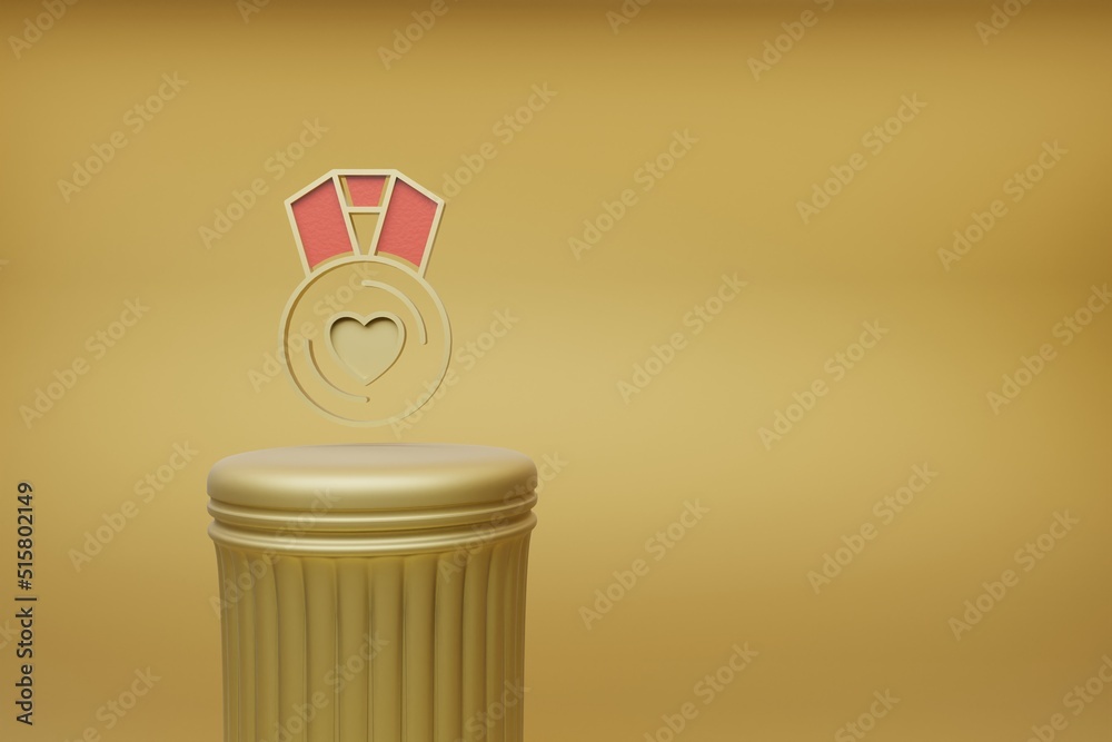 Aufkleber beautiful abstract illustrations golden medal heart symbol icons on a golden column and wonderful ba