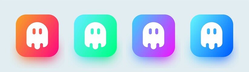 Ghost solid icon in square gradient colors. Spooky spirit signs vector illustration.
