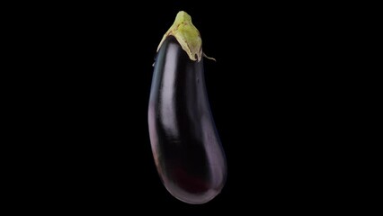 Eggplant spinning, complete seamless rotation, isolated on white, grey and black, alpha channel provided