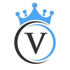 Letter V Elegant Crown Logo Template. Royal Crown Logotype Luxury Sign  for Beauty, Fashion, Spa, Star Symbol