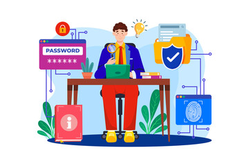 Chief Information Officer (CIO) flat illustration concept on white background