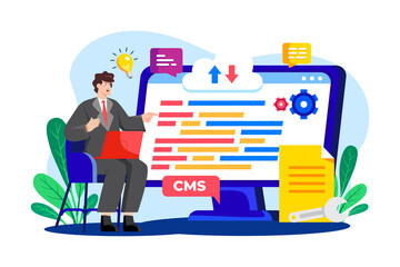 IT Manager flat illustration concept on white background