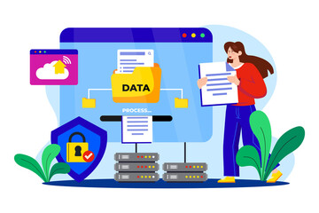 Data Entry flat illustration concept on white background