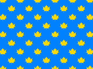 pattern of yellow maple leaves on a blue background. template for application to the surface