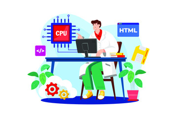 Information Technology flat illustration concept on white background