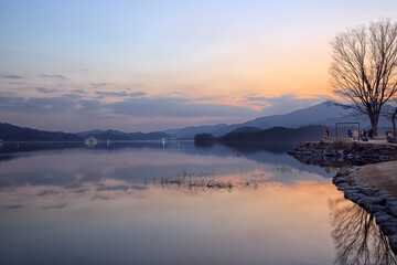 sunrise over the lake