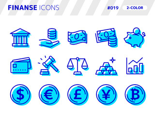 金融に関連する2色スタイルのアイコンセット_019