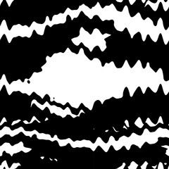 Black and white linear illustration with lines of different thickness. Ripples, waves, vibrations. Seamless vector background