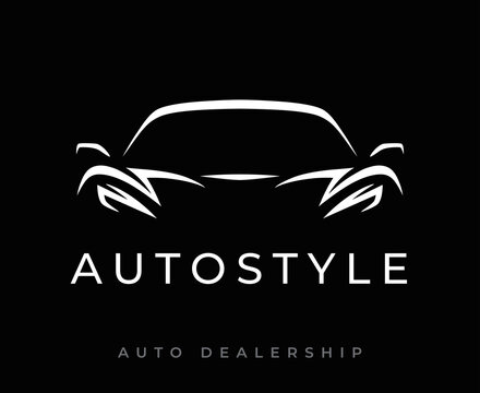Auto sports car logo. Motor vehicle silhouette emblem. Luxury supercar dealership icon. automotive dealer garage symbol. Vector illustration.