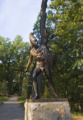 Sculpture of warrior with sword in Alexandria Park in Belaya Tserkov, Ukraine	
 - obrazy, fototapety, plakaty
