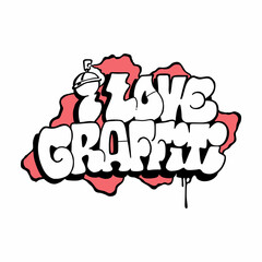 i love graffiti.vector illustration.decorative lettering in graffiti style.modern typography design perfect for t shirt,poster,banner,flyer,sticker,web design,social media and different uses