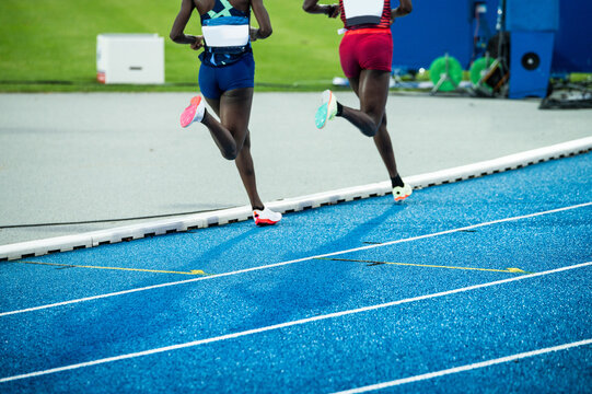 Endurance Running, Track And Field On The Blue Athletics Track. Illustration Photo