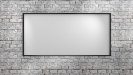 blank billboard on brick wall, 3d rendering, Illustration