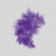 Realistic scary mystical violet fog in night Halloween. Purple poisonous gas, dust and smoke effect.