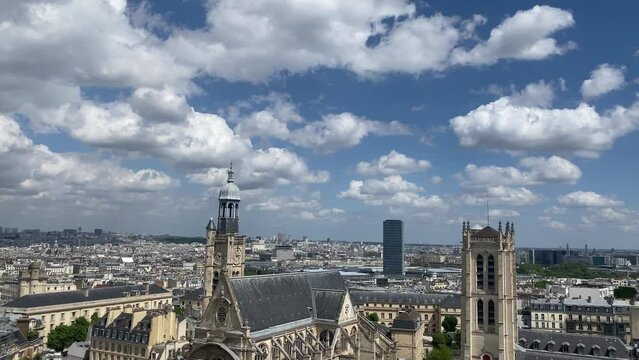 Paris City on beautiful Cloudy day, high altitude
High altitude view over Paris rooftops, 2022

