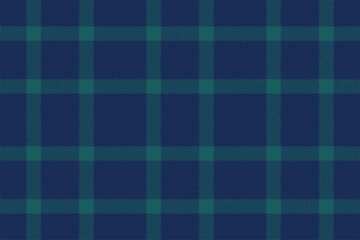 Plaid background, check seamless pattern in blue. Vector fabric texture for textile print, wrapping paper, gift card or wallpaper.