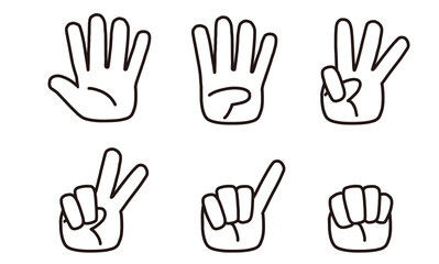 Obraz premium ハンドシグナル 数え方 白