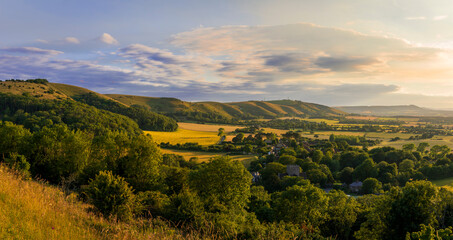 Beautiful views west over the village of Poynings from Devils Dyke to Chanctonbury ring on the...