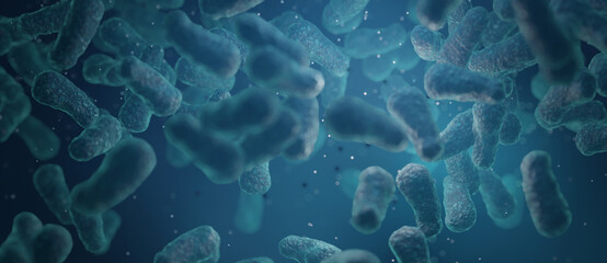 Pathogenic bacteria illustration, Epidemic bacterial infection 3D Render