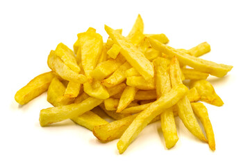 Fried potatoes. French fries isolated on white background. close up