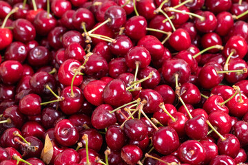 Fresh cherry. Close-up cherries in bulk. cherry background