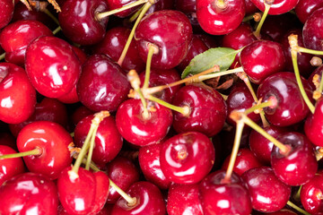 Fresh cherry. Close-up cherries in bulk. cherry background