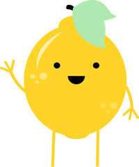 Happy lemon raising hand