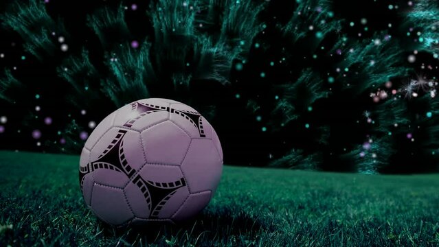 Animation of shapes and football over stadium